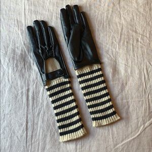 Black and Cream Stripped Gloves